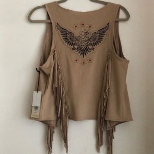 NWT IDYLLWIND fringe Patriotic vest.